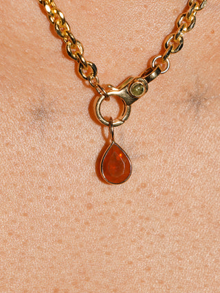 Lumen Fire Opal Teardrop Cut Charm in Yellow 14k Gold