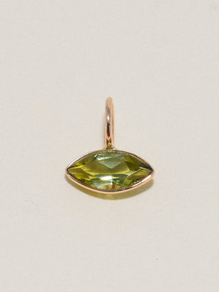 regrowth Green Tourmaline East West Marquis Charm in Yellow 14k Gold