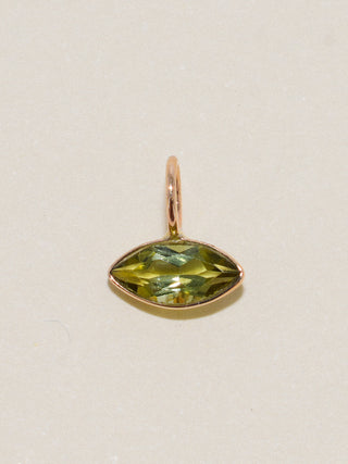 regrowth Green Tourmaline East West Marquis Charm in Yellow 14k Gold