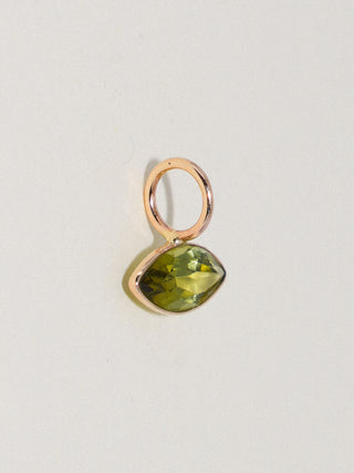 regrowth Green Tourmaline East West Marquis Charm in Yellow 14k Gold