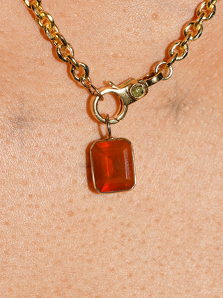 Squash that Fire Opal Emerald Cut Charm in Yellow 14k Gold