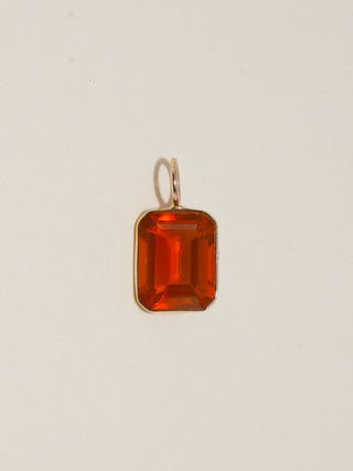 Squash that Fire Opal Emerald Cut Charm in Yellow 14k Gold