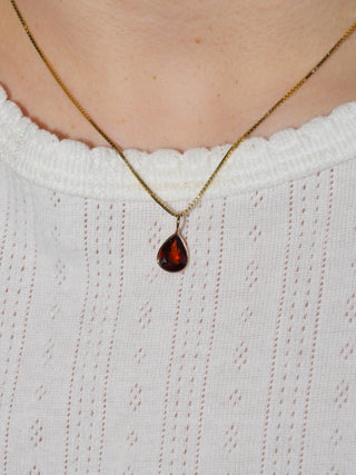 Estefani Hessonite Teardrop Cut Charm in Yellow 14k Gold