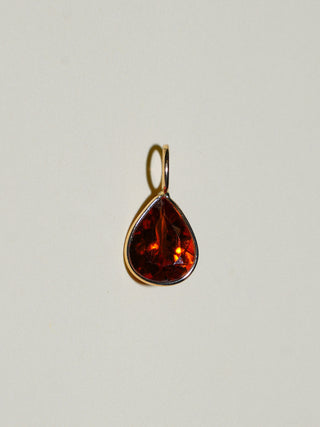 Estefani Hessonite Teardrop Cut Charm in Yellow 14k Gold
