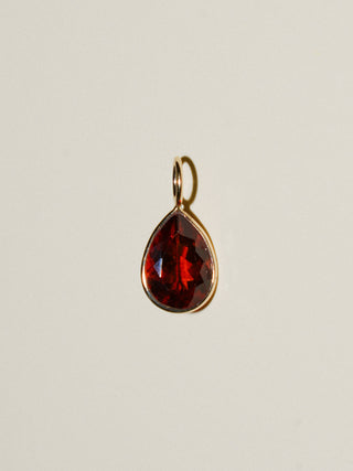 Cinnamon Hessonite Teardrop Cut Charm in 14k Yellow Gold