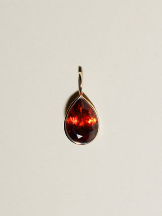 Cinnamon Hessonite Teardrop Cut Charm in 14k Yellow Gold
