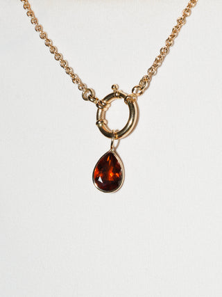 Cinnamon Hessonite Teardrop Cut Charm in 14k Yellow Gold