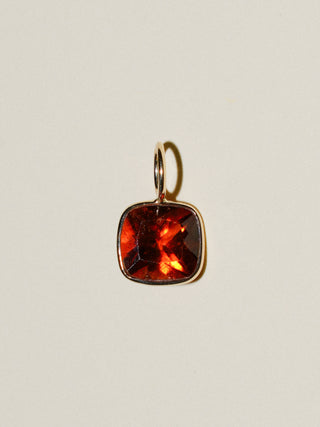 Hottest Hessonite Cushion Cut Charm in 14k Yellow Gold