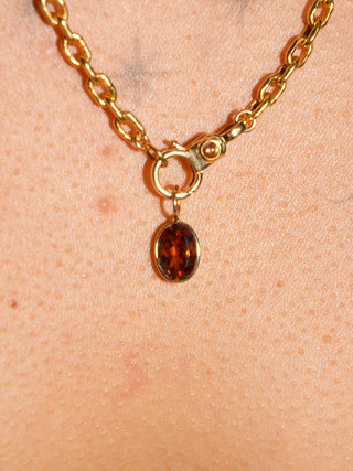 Another Spritz Hessonite Oval Cut Charm in Yellow 14k Gold