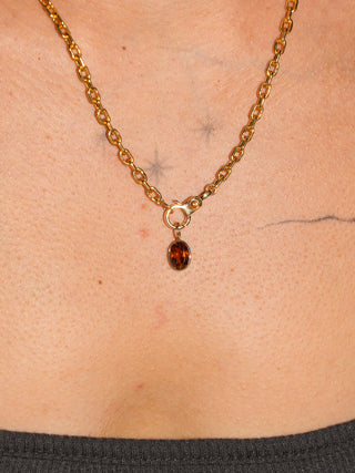 Another Spritz Hessonite Oval Cut Charm in Yellow 14k Gold