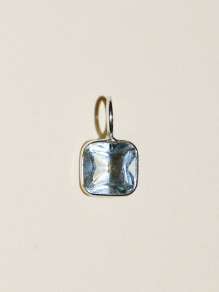 Sleepy Sky Blue Topaz Square Cut Charm in White 14k Gold