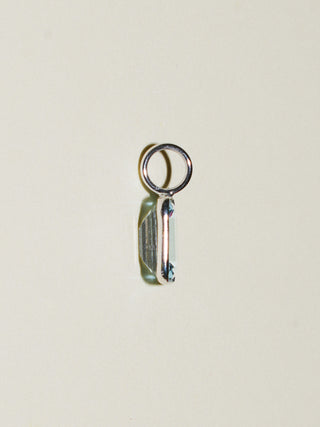 Early Morning Sky Blue Topaz Emerald Cut Charm in White 14k Gold