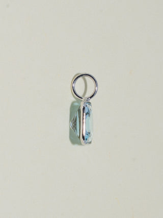 Go Outside Sky Blue Topaz Asscher Cut Charm in White 14k Gold