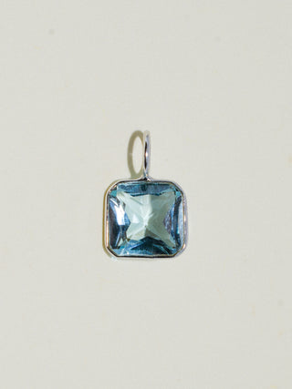 Go Outside Sky Blue Topaz Asscher Cut Charm in White 14k Gold