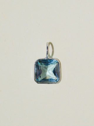 Go Outside Sky Blue Topaz Asscher Cut Charm in White 14k Gold