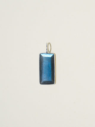 Late Night Conversation Labradorite Emerald Cut Charm in White 14k Gold