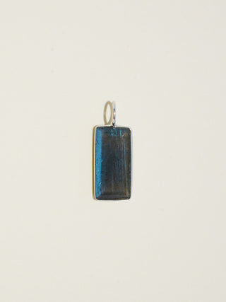 Late Night Conversation Labradorite Emerald Cut Charm in White 14k Gold
