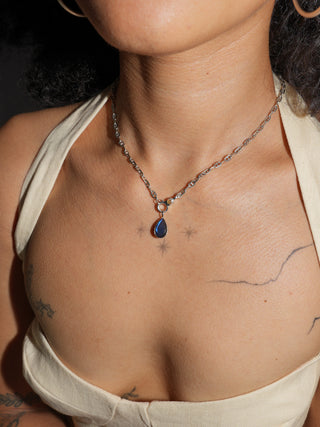 Wicked Ways Labradorite Teardrop Cut Charm in White 14k Gold