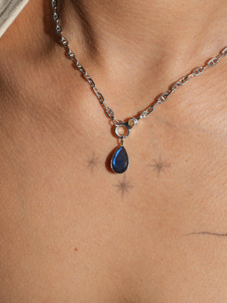 Wicked Ways Labradorite Teardrop Cut Charm in White 14k Gold