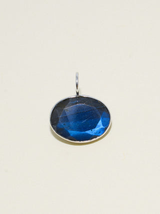New Moon Labradorite East West Oval Cut Charm in White 14k Gold