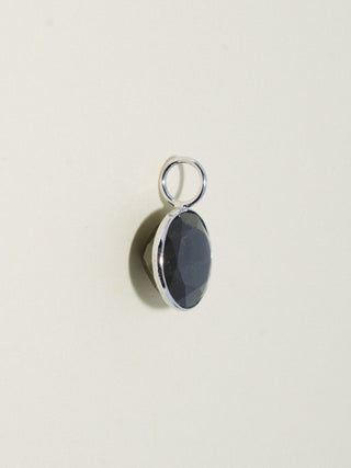 New Moon Labradorite East West Oval Cut Charm in White 14k Gold