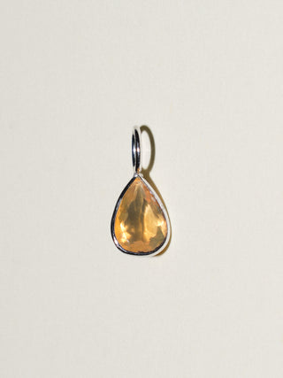Cheddar Fire Opal Teardrop Cut Charm in White 14k Gold