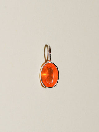 Warning Fire Opal Oval Cut Charm in White 14k Gold