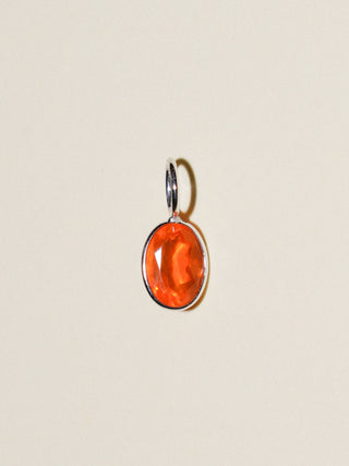 Warning Fire Opal Oval Cut Charm in White 14k Gold