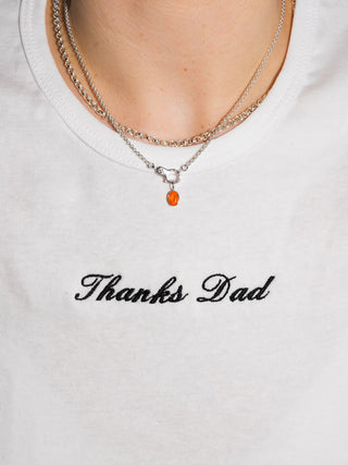 Warning Fire Opal Oval Cut Charm in White 14k Gold