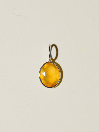 Dino Egg Fire Opal Oval Cut Charm in White 14k Gold