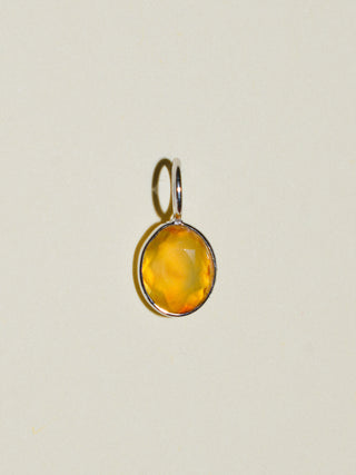 Dino Egg Fire Opal Oval Cut Charm in White 14k Gold