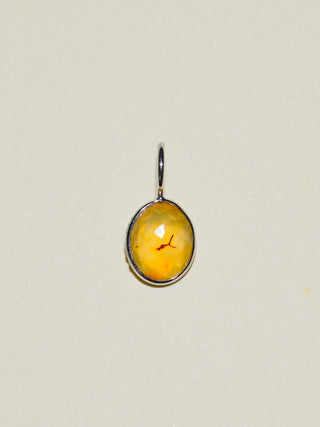 Dino Egg Fire Opal Oval Cut Charm in White 14k Gold