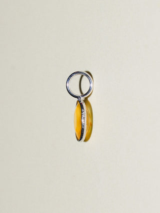 Dino Egg Fire Opal Oval Cut Charm in White 14k Gold