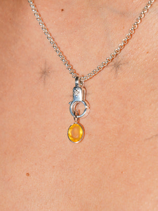 Dino Egg Fire Opal Oval Cut Charm in White 14k Gold
