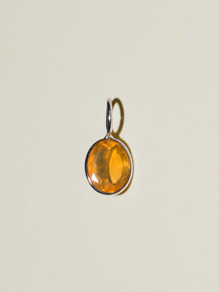 Lit Fire Opal Oval Cut Charm in White 14k Gold