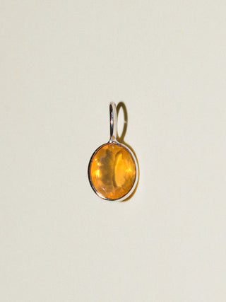 Lit Fire Opal Oval Cut Charm in White 14k Gold