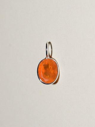 Blaze Fire Opal Oval Cut Charm in White 14k Gold