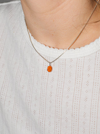 Blaze Fire Opal Oval Cut Charm in White 14k Gold