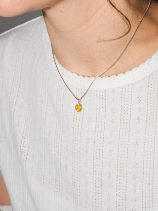 Salmon Fire Opal Oval Cut Charm in White 14k Gold