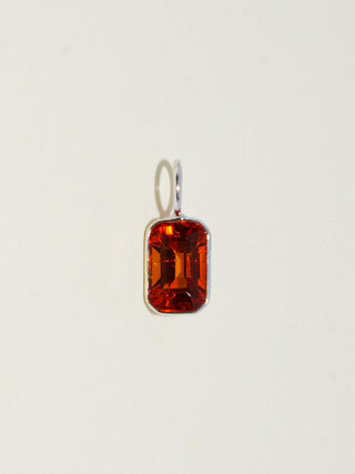 Pumpkin Pie Spessartite Emerald Cut Charm in White 14k Gold