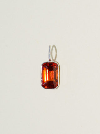 Pumpkin Pie Spessartite Emerald Cut Charm in White 14k Gold
