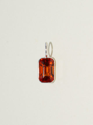 Pumpkin Pie Spessartite Emerald Cut Charm in White 14k Gold