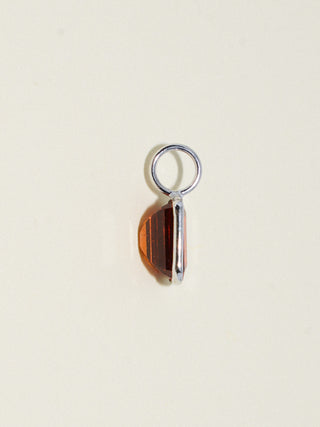Pumpkin Pie Spessartite Emerald Cut Charm in White 14k Gold