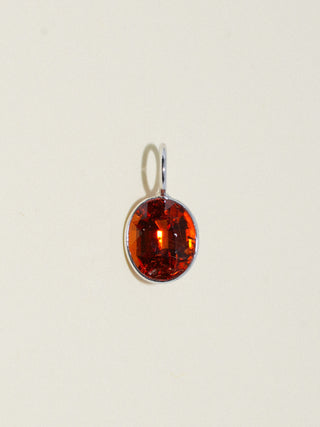 Gourd Spessartite Oval Cut Charm in White 14k Gold