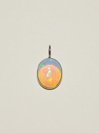 baby fishie Opal Oval Cabochon Charm in White 14k Gold