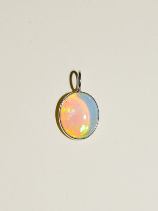 baby fishie Opal Oval Cabochon Charm in White 14k Gold
