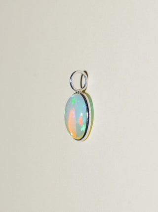 baby fishie Opal Oval Cabochon Charm in White 14k Gold
