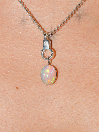 baby fishie Opal Oval Cabochon Charm in White 14k Gold