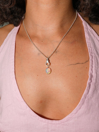 baby fishie Opal Oval Cabochon Charm in White 14k Gold