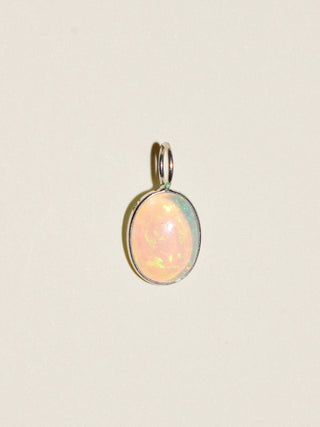 Pixie Dust Opal Oval Cabochon Charm in White 14k Gold